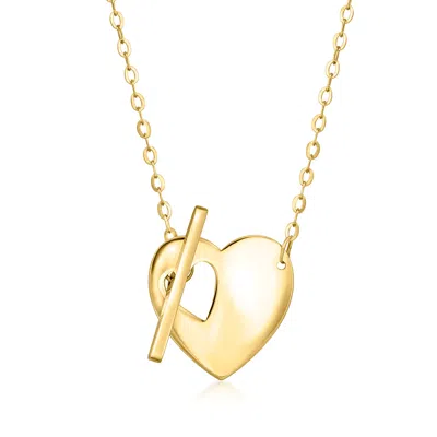 Ross-simons Italian 10kt Yellow Gold Heart Toggle Necklace
