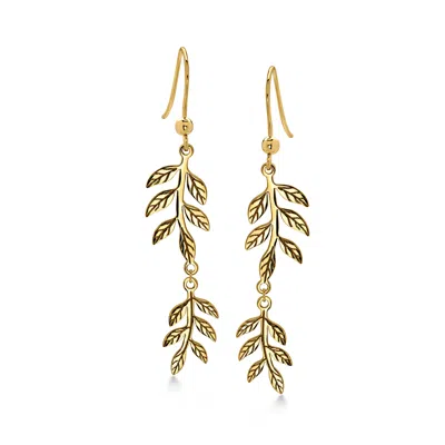 Ross-simons Italian 10kt Yellow Gold Leaf Drop Earrings