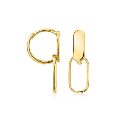 Ross-simons Italian 10kt Yellow Gold Paper Clip Link Hoop Drop Earrings