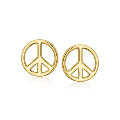Ross-simons Italian 10kt Yellow Gold Peace Sign Stud Earrings