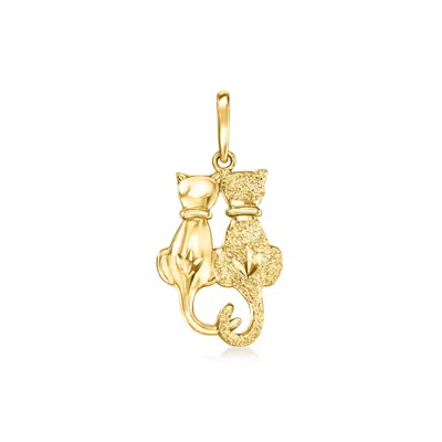 Ross-simons Italian 10kt Yellow Gold Petite Double-cat Pendant