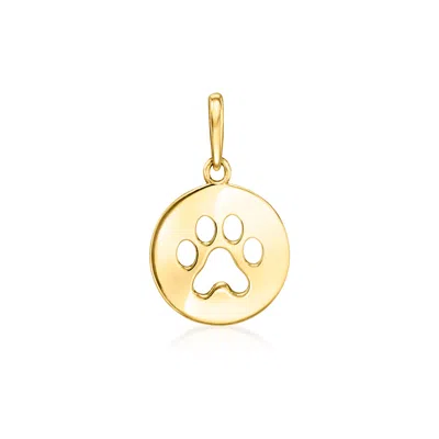 Ross-simons Italian 10kt Yellow Gold Petite Paw Print Cut-out Pendant