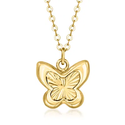 Ross-simons Italian 10kt Yellow Gold Puffed Butterfly Necklace In Multi