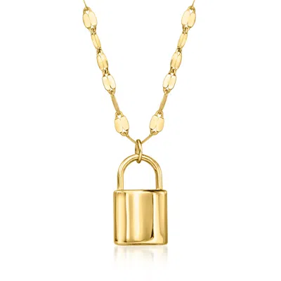 Ross-simons Italian 10kt Yellow Gold Puffed Lock Necklace