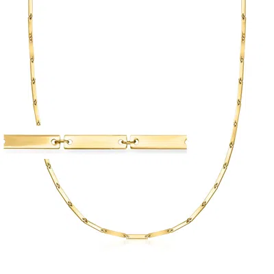 Ross-simons Italian 10kt Yellow Gold Rectangular-link Necklace In Gray