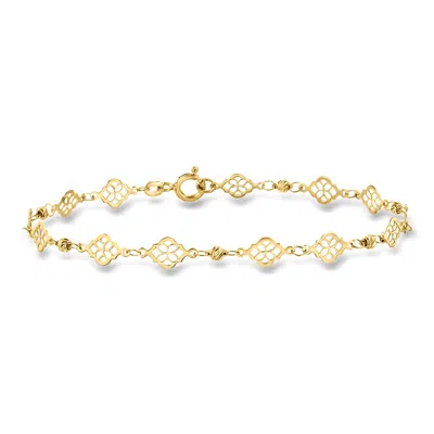 Ross-simons Italian 10kt Yellow Gold Ricami Floral Station Bracelet
