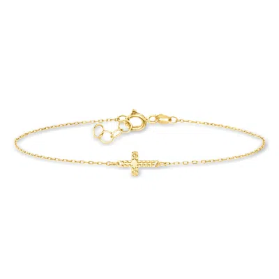 Ross-simons Italian 10kt Yellow Gold Sideways Cross Bracelet
