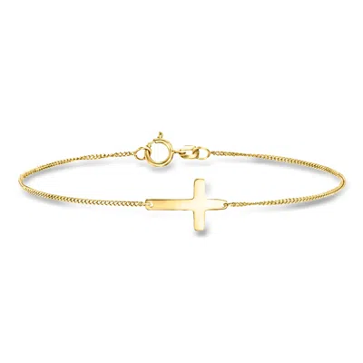 Ross-simons Italian 10kt Yellow Gold Sideways Cross Bracelet