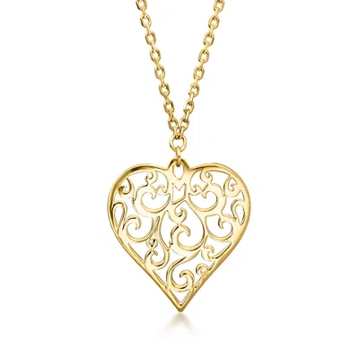Ross-simons Italian 10kt Yellow Gold Swirled Heart Necklace