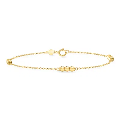 Ross-simons Italian 10kt Yellow Gold Three-bead Station Bracelet