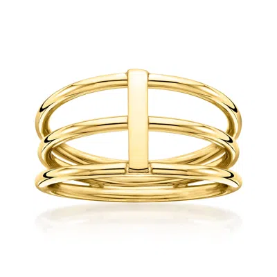 Ross-simons Italian 10kt Yellow Gold Three-row Bar Ring