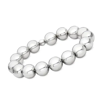 Ross-simons Italian 12mm Sterling Silver Bead Stretch Bracelet In Metallic