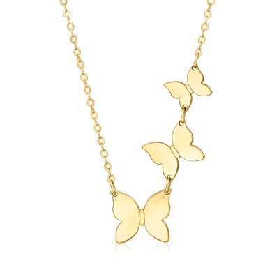 Ross-simons Italian 14kt Yellow Gold Butterfly Trio Necklace In Multi