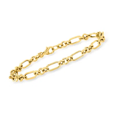 Ross-simons Italian 14kt Yellow Gold Cable-link Bracelet In White