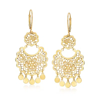 Ross-simons Italian 14kt Yellow Gold Filigree Drop Earrings