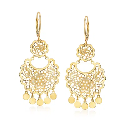 Ross-simons Italian 14kt Yellow Gold Filigree Drop Earrings