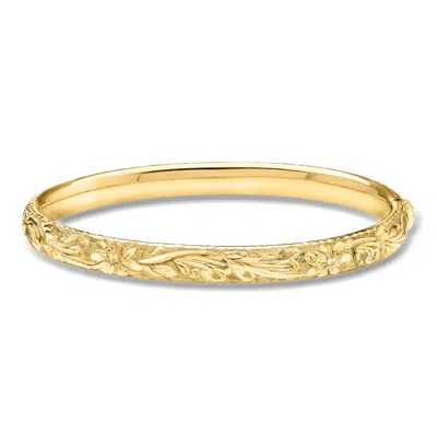 Ross-simons Italian 14kt Yellow Gold Florentine-style Bangle Bracelet