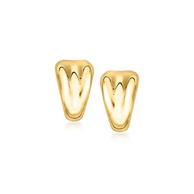 Ross-simons Italian 14kt Yellow Gold J-hoop Earrings In Gray