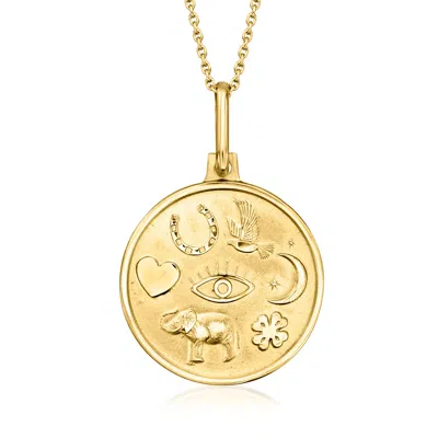 Ross-simons Italian 14kt Yellow Gold Lucky Charms Round Pendant Necklace