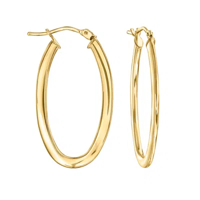 Ross-simons Italian 14kt Yellow Gold Oval Hoop Earrings In Gray