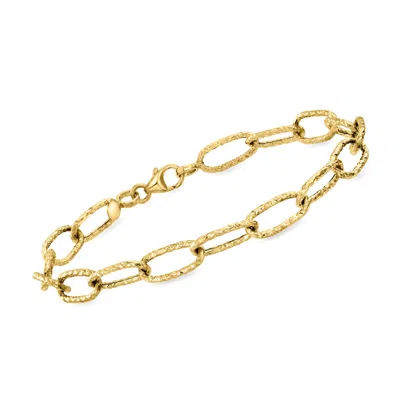 Ross-simons Italian 14kt Yellow Gold Alternating Cable And Paper Clip Link Bracelet In Neutral