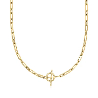 Ross-simons Italian 14kt Yellow Gold Paper Clip Link Toggle Necklace