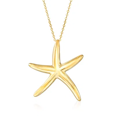 Ross-simons Italian 14kt Yellow Gold Starfish Pendant Necklace In Multi