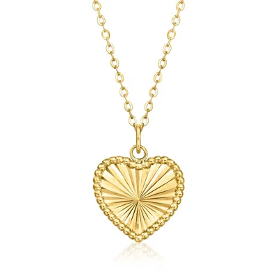 Ross-simons Italian 14kt Yellow Gold Sunburst Heart Necklace