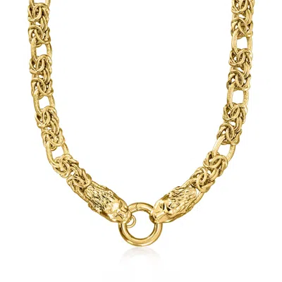Ross-simons Italian 14kt Yellow Gold-plated Double Lion Head Byzantine Necklace In Neutral