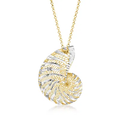 Ross-simons Italian 18kt Gold Over Sterling And Sterling Silver Seashell Necklace In Multi