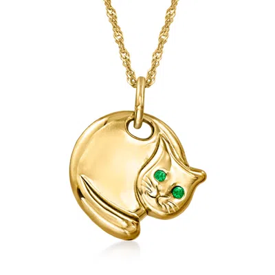 Ross-simons Italian 18kt Gold Over Sterling Curled-up Cat Pendant Necklace