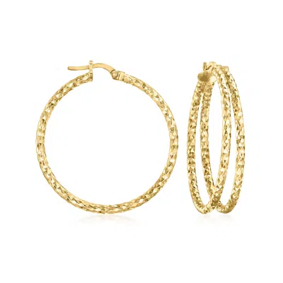 Ross-simons Italian 18kt Gold Over Sterling Diamond-cut Double-hoop Earrings