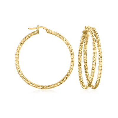 Ross-simons Italian 18kt Gold Over Sterling Diamond-cut Double-hoop Earrings