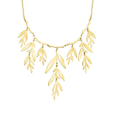 Ross-simons Italian 18kt Gold Over Sterling Leaf Branch Necklace In Multi