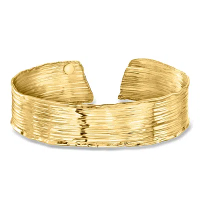 Ross-simons Italian 18kt Gold Over Sterling Lined Cuff Bracelet