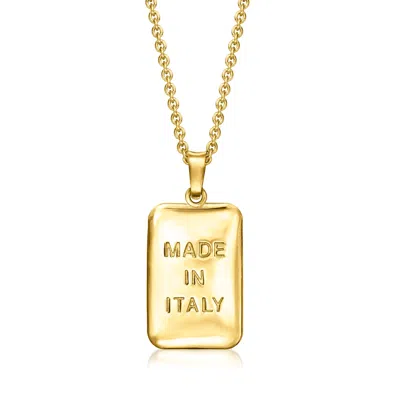Ross-simons Italian 18kt Gold Over Sterling "made In Italy" Tag Pendant Necklace
