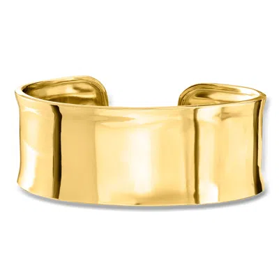 Ross-simons Italian 18kt Gold Over Sterling Polished Cuff Bracelet In Orange