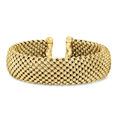 Ross-simons Italian 18kt Gold Over Sterling Popcorn-chain Mesh Cuff Bracelet