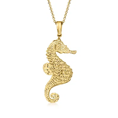 Ross-simons Italian 18kt Gold Over Sterling Seahorse Pendant Necklace In Multi