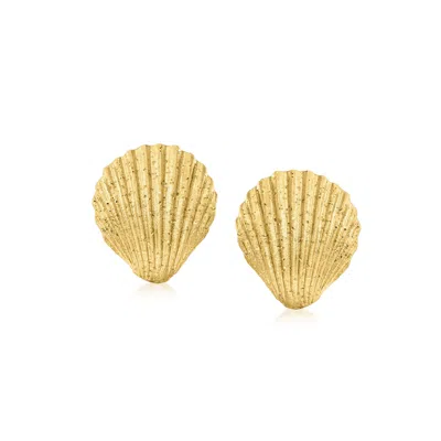 Ross-simons Italian 18kt Gold Over Sterling Seashell Earrings In White
