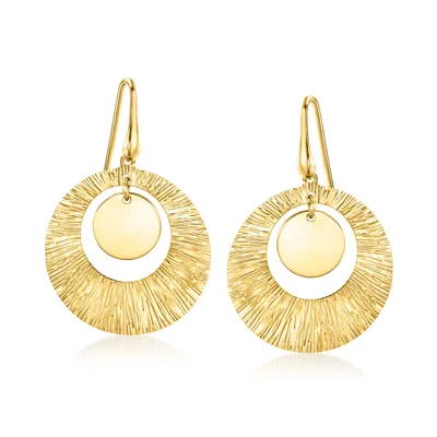 Ross-simons Italian 18kt Gold Over Sterling Textured Circle Drop Earrings