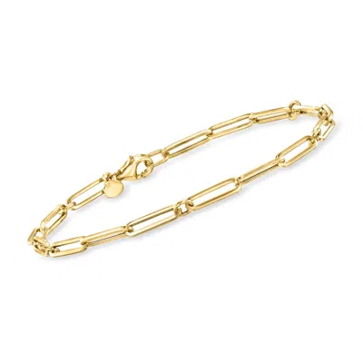 Ross-simons Italian 18kt Yellow Gold Paper Clip Link Bracelet In Red