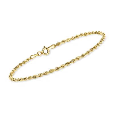 Ross-simons Italian 2.1mm 10kt Yellow Gold Rope-chain Bracelet In Orange