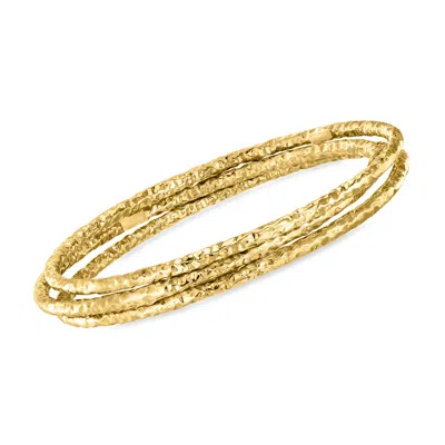 Ross-simons Italian 22kt Gold Over Sterling Jewelry Set: 3 Hammered Bangle Bracelets In Multi