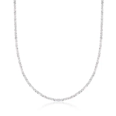 Ross-simons Italian 2mm Sterling Silver Crisscross-chain Necklace In Multi