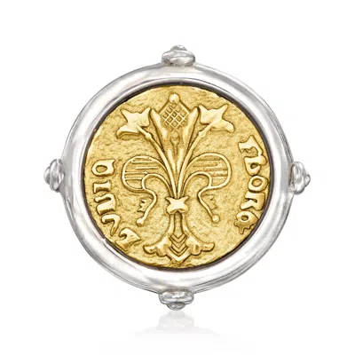 Ross-simons Italian 2-tone Sterling Silver Replica Florin Coin Ring In White