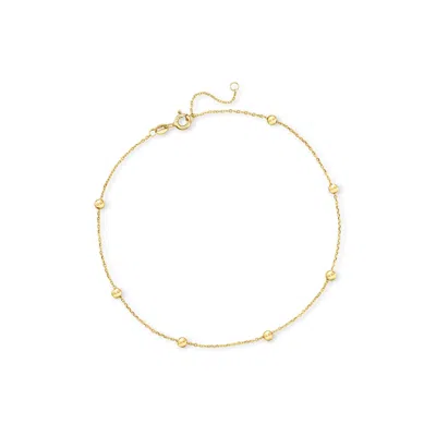 Ross-simons Italian 3mm 10kt Yellow Gold Bead Station Anklet