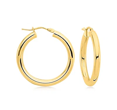 Ross-simons Italian 3mm 14kt Yellow Gold Hoop Earrings In Metallic