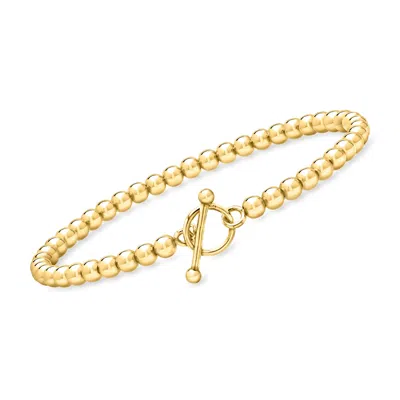 Ross-simons Italian 4mm 18kt Gold Over Sterling Bead-chain Bracelet