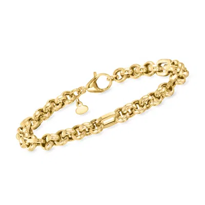 Ross-simons Italian 18kt Yellow Gold Rolo-link Bracelet In Orange